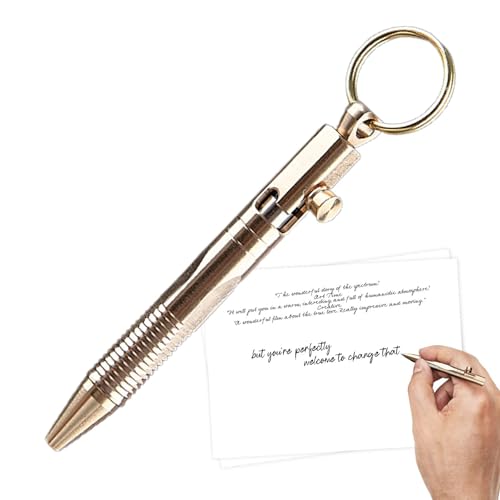 AALLYN Reise-Taschenstift, Kugelschreiber | Tragbarer Schlüsselanhänger aus Messing mit Kugelschreiber-Anhänger - Tragbarer Unterschriftenstift aus Messingmaterial für Kunden, Verwandte, Freunde, von AALLYN