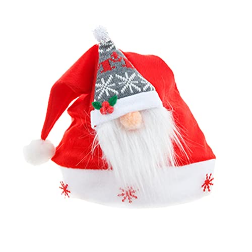 AALLYN Weihnachtsmützen Weihnachtspartyhut,Rote flauschige Weihnachtsmütze mit Zwerg - Übergroße Weihnachtskopfbedeckung, flauschige Weihnachtsmannmütze für Kinder, Jungen, Mädchen, Kinder von AALLYN