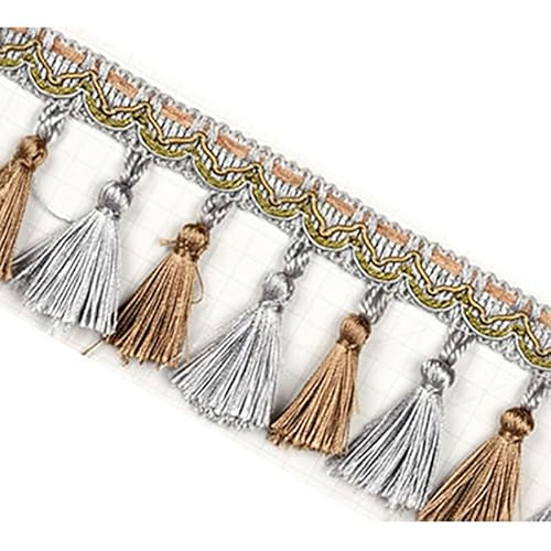 2 Meter dekorativer Spitzenbesatz for Nähen, Fransen – strapazierfähiges Polyester-Quastenband for Vorhänge, Sofas und Tischdecken(Grijs) von AANNAA