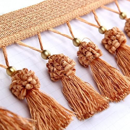 5 Meter Vorhangbesatz mit Quasten | Strapazierfähiges Polyesterband for Nähen, Basteln und als Heimdekoration(Light Orange) von AANNAA