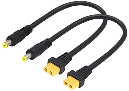 AAOTOKK XT60 auf DC Adapterkabel DC Power 5,5x2,1mm Männlich auf Bullet XT60 Weiblich Buchse Adapterkabel für TS100 Lötkolben, FPV Monitor Power,Drohnen Netzkabel(DC 2.1mm-M /30cm-2 Stücke) von AAOTOKK