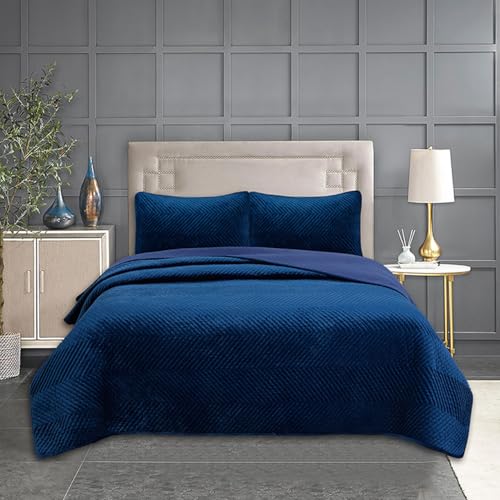 AAYXIN Tagesdecke 230 x 250 cm Bettuberwurf Gesteppt Bettwasche Geprägte Aus Besticktem Hochwertigem Samtstoff Blaue Wendebettdecke Mit 2 Kissenbezugen AAYXIN Tagesdecke 230 x 250 cm Bettuberwurf Gesteppt Bettwasche Geprägte Aus Besticktem Hochwertigem Samtstoff Blaue Wendebettdecke Mit 2 Kissenbezugen von AAYXIN