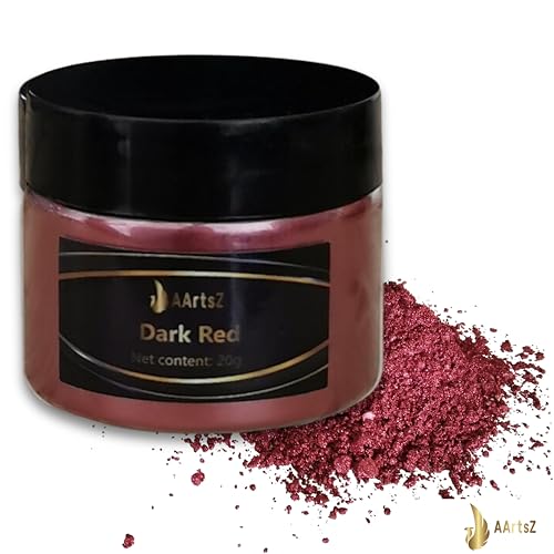 Epoxidharz Farbe Metallic (Dark Red/Dunkelrot (20g)), AArtsZ Mica Powder Pulver, Epoxy Resin Farbe, Pigment, Farbpigmente Pigmentpulver Farben für Kosmetisches Qualität, Niveau Lipgloss Seifenfarben von AArtsZ