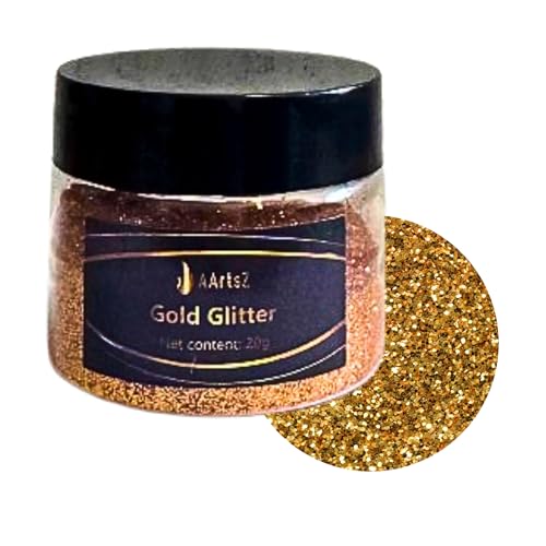 Epoxidharz Farbe Metallic, AArtsZ Mica Powder Pulver, Epoxy Resin Farbe, Pigment, Farbpigmente, Pigmentpulver Farben für Kosmetisches Qualität, Niveau Lipgloss (Gold Glitter) von AArtsZ