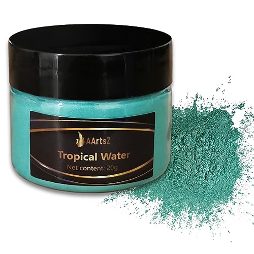 Epoxidharz Farbe Metallic (Tropical Water/Turquoise (20g)), AArtsZ Mica Pulver Puder, Epoxy Resin Farbe, Farbpigmente Pigmentpulver Farben für Kosmetisches Qualität, Niveau Lipgloss Seifenfarben von AArtsZ