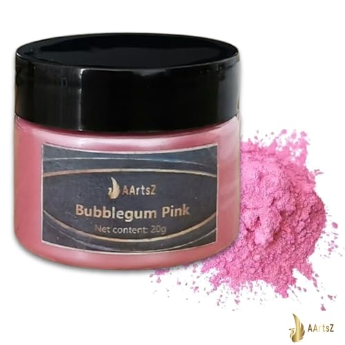 Epoxidharz Farbe Metallic 20g(Bubblegum Pink), AArtsZ Mica Powder Pulver, Epoxy Resin Farbe, Pigment, Farbpigmente, Pigmentpulver für Kosmetisches Qualität, Niveau Lipgloss von AArtsZ