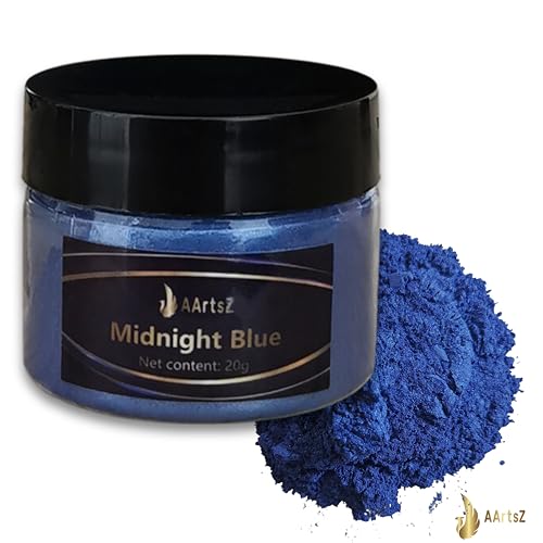 Epoxidharz Metallic Farbe Midnight Blau/blue 20g, AArtsZ Mica Pulver Powder, Epoxy Resin Farbe, Farbpigmente, Pigmentpulver Farben für Kosmetisches Qualität, Niveau Lipgloss Seifenfarben von AArtsZ
