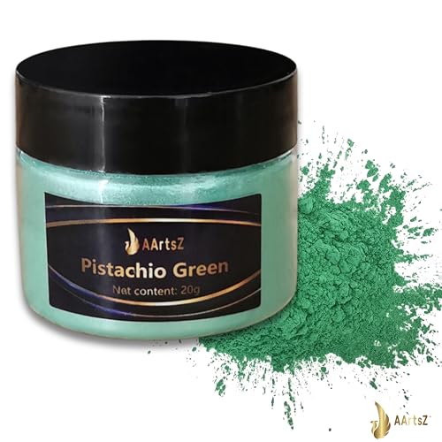 Epoxidharz Farbe Metallic (Pistachio Green/Grün 20g), AArtsZ Mica Powder Pulver, Epoxy Resin Farbe, Pigment, Farbpigmente Pigmentpulver Farben für Kosmetisches Qualität, Niveau Lipgloss Seifenfarben von AArtsZ