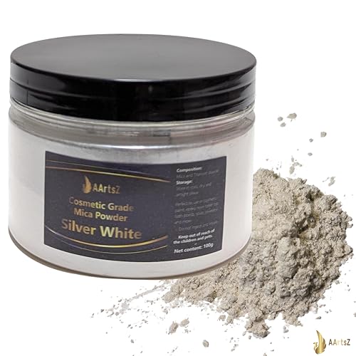 Epoxidharz Farbe Metallic Mayan White Pearlescent 100g Jar, AArtsZ Mica Powder Pulver, Epoxy Farbe, Farbpigmente Pigmentpulver Farben für Kosmetisches Qualität, Niveau Lipgloss, Seifenfarben, Badebomb von AArtsZ