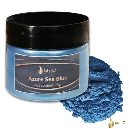 Epoxidharz Metallic Farbe Azure Sea Blau/blue 20g, AArtsZ Mica Pulver Powder, Epoxy Resin Farbe, Farbpigmente, Pigmentpulver Farben für Kosmetisches Qualität, Niveau Lipgloss Seifenfarben von AArtsZ