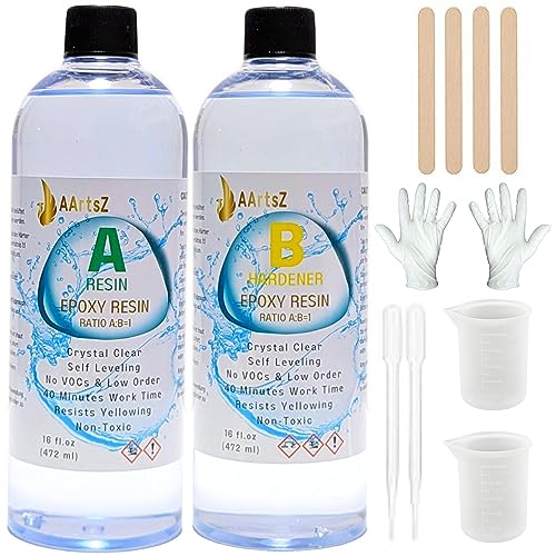 Epoxidharz mit Härter 1:1; AArtsZ Epoxidharz Glasklar Gießharz Anfänger 944ml (32 oz) Set; Premium Harz kristallklares für Holz, Kunst, Handwerk, DIY Deko Tischplatte, Schmuckherstellung, Aquarium von AArtsZ