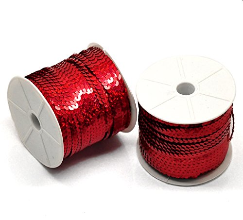 5 m Paillettenband 6 mm Holo oder AB-Farben (0,51€ je Meter) (Rot) von AB-Fashion07