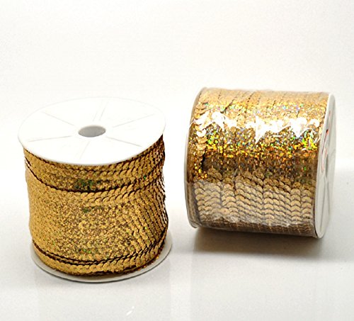 AB-Fashion07 5 m Paillettenband 6 mm Goldfarben Holo (0,51€ je Meter) von AB-Fashion 07