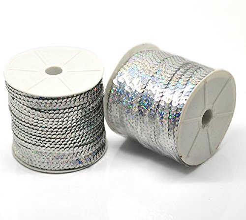 5 m Paillettenband 6 mm Holo oder AB-Farben (0,51€ je Meter) (Silberfarben) von AB-Fashion 07