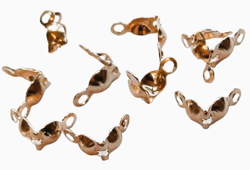 8 x 4 mm Quetschkalotten Klappkapseln Versilbert Goldfarben Bronze Rosegold oder Silberfarben 10-100 Stück (Rosegold, 10 Stück) von AB-Fashion 07