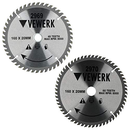 2 Pk 160 mm x 20/16 mm 48 t und 60 t Hm Kreissägeblatt Hartmetall 2 Pk 160 mm x 20/16 mm 48 t und 60 t Hm Kreissägeblatt Hartmetall von AB Tools
