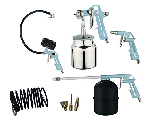 ABAC 8-teiliges Kompressor-Zubehörset G-810AL-BL, Inklusive Reifenfüller mit Manometer, Ausblaspistole, Farbspritzpistole 850ml, Waschpistole 900ml, 5m Spiralschlauch ABAC 8-teiliges Kompressor-Zubehörset G-810AL-BL, Inklusive Reifenfüller mit Manometer, Ausblaspistole, Farbspritzpistole 850ml, Waschpistole 900ml, 5m Spiralschlauch von ABAC