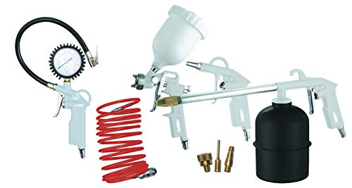 ABAC 8-teiliges Kompressor-Zubehörset G-810P, Inklusive Reifenfüller mit Manometer, Ausblaspistole, Farbspritzpistole 600ml, Waschpistole 900ml, Spiralschlauch 5m ABAC 8-teiliges Kompressor-Zubehörset G-810P, Inklusive Reifenfüller mit Manometer, Ausblaspistole, Farbspritzpistole 600ml, Waschpistole 900ml, Spiralschlauch 5m von ABAC
