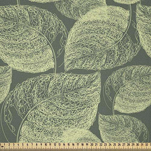 ABAKUHAUS Abstrakt Microfaser Stoff als Meterware, Herbstlaub-Linie Kunst, Deko Basteln Polsterstoff Textilien, 2M (148x200cm), Reseda Grün Hellgrün von ABAKUHAUS