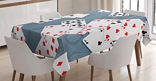 ABAKUHAUS Abstrakt Tischdecke, Alte Spielkarten, Für den Inn und Outdoor Bereich geeignet Waschbar Druck Klar Kein Verblassen, 140 x 200 cm, Blaugrau Schwarz Rot von ABAKUHAUS