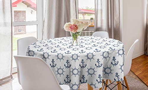 ABAKUHAUS Anker Runde Tischdecke, Retro maritimes Design, Kreis Tischdecke Abdeckung für Esszimmer Küche Dekoration, 150 cm, Marine-Blau und Weiß ABAKUHAUS Anker Runde Tischdecke, Retro maritimes Design, Kreis Tischdecke Abdeckung für Esszimmer Küche Dekoration, 150 cm, Marine-Blau und Weiß von ABAKUHAUS