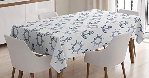 ABAKUHAUS Anker Tischdecke, Retro maritimes Design, Pflegeleicht Waschbar Schmutzabweisend und mit Klaren Farben Hochwertiger Druck, 140 x 240 cm, Marineblau und Weiß ABAKUHAUS Anker Tischdecke, Retro maritimes Design, Pflegeleicht Waschbar Schmutzabweisend und mit Klaren Farben Hochwertiger Druck, 140 x 240 cm, Marineblau und Weiß von ABAKUHAUS