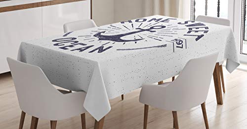 ABAKUHAUS Anker Tischdecke, Startseite Ozean Wörter, Druck mit Klaren Farben ohne Verblassen Waschbar für innen oder Außen Bereich, 140 x 200 cm, Marineblau und Weiß ABAKUHAUS Anker Tischdecke, Startseite Ozean Wörter, Druck mit Klaren Farben ohne Verblassen Waschbar für innen oder Außen Bereich, 140 x 200 cm, Marineblau und Weiß von ABAKUHAUS
