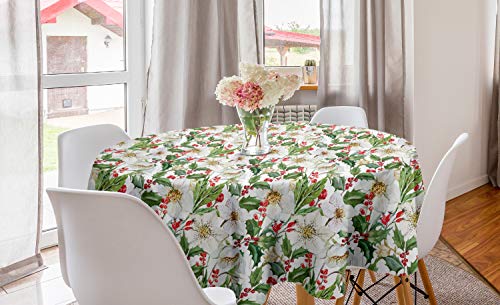 ABAKUHAUS Aquarell Runde Tischdecke, Poinsettia-Muster, Kreis Tischdecke Abdeckung für Esszimmer Küche Dekoration, 150 cm, Vermilion, Grün, Gelb ABAKUHAUS Aquarell Runde Tischdecke, Poinsettia-Muster, Kreis Tischdecke Abdeckung für Esszimmer Küche Dekoration, 150 cm, Vermilion, Grün, Gelb von ABAKUHAUS