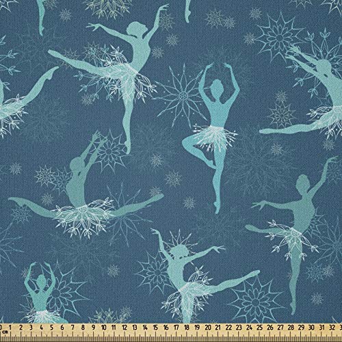 ABAKUHAUS Ballett Microfaser Stoff als Meterware, Snowflake Ballerina-Tänzer, Deko Basteln Polsterstoff Textilien, 2M (148x200cm), Petrol Blau Türkis von ABAKUHAUS