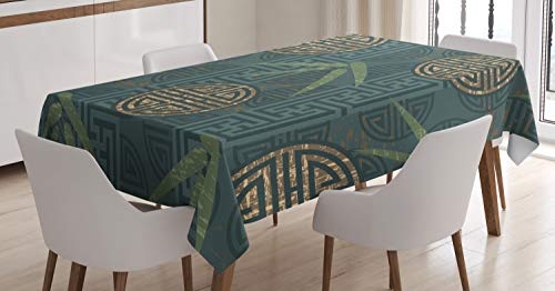 ABAKUHAUS Bambus Tischdecke, Authentische asiatische Motive, Für den Inn und Outdoor Bereich geeignet Waschbar Druck Klar Kein Verblassen, 140 x 240 cm, Elfenbein Teal Tan ABAKUHAUS Bambus Tischdecke, Authentische asiatische Motive, Für den Inn und Outdoor Bereich geeignet Waschbar Druck Klar Kein Verblassen, 140 x 240 cm, Elfenbein Teal Tan von ABAKUHAUS