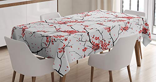 ABAKUHAUS Blume Tischdecke, Windy April Wetter, Personalisierter Druck mit Klaren Farben Waschbar Wasserfest kein Verblassen, 140 x 240 cm, Schwarz Korallenrot ABAKUHAUS Blume Tischdecke, Windy April Wetter, Personalisierter Druck mit Klaren Farben Waschbar Wasserfest kein Verblassen, 140 x 240 cm, Schwarz Korallenrot von ABAKUHAUS