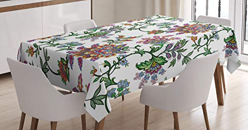 ABAKUHAUS Blume Tischdecke, Vintage Blumenverzierungen, Für den Inn und Outdoor Bereich geeignet Waschbar Druck Klar Kein Verblassen, 140 x 200 cm, Mehrfarbig ABAKUHAUS Blume Tischdecke, Vintage Blumenverzierungen, Für den Inn und Outdoor Bereich geeignet Waschbar Druck Klar Kein Verblassen, 140 x 200 cm, Mehrfarbig von ABAKUHAUS