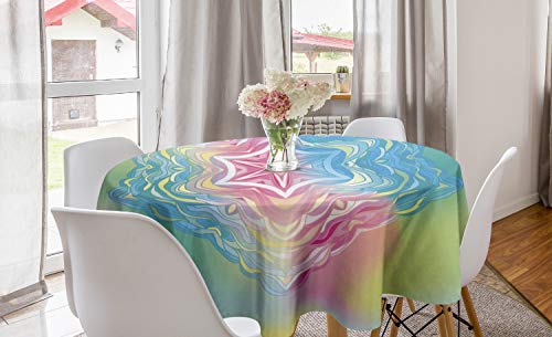 ABAKUHAUS Blumen Runde Tischdecke, Blumen-Mandala Regenbogen, Kreis Tischdecke Abdeckung für Esszimmer Küche Dekoration, 150 cm, Blau Rosa ABAKUHAUS Blumen Runde Tischdecke, Blumen-Mandala Regenbogen, Kreis Tischdecke Abdeckung für Esszimmer Küche Dekoration, 150 cm, Blau Rosa von ABAKUHAUS