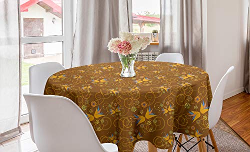 ABAKUHAUS Blumen Runde Tischdecke, Glockenblume und Strudel, Kreis Tischdecke Abdeckung für Esszimmer Küche Dekoration, 150 cm, Ginger orange ABAKUHAUS Blumen Runde Tischdecke, Glockenblume und Strudel, Kreis Tischdecke Abdeckung für Esszimmer Küche Dekoration, 150 cm, Ginger orange von ABAKUHAUS
