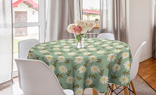 ABAKUHAUS Blumenweinlese Runde Tischdecke, Gänseblümchen, Kreis Tischdecke Abdeckung für Esszimmer Küche Dekoration, 150 cm, Pistazie Ivory ABAKUHAUS Blumenweinlese Runde Tischdecke, Gänseblümchen, Kreis Tischdecke Abdeckung für Esszimmer Küche Dekoration, 150 cm, Pistazie Ivory von ABAKUHAUS