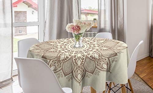 ABAKUHAUS Brown Mandala Runde Tischdecke, runde Spitze, Kreis Tischdecke Abdeckung für Esszimmer Küche Dekoration, 150 cm, Brown und Elfenbein ABAKUHAUS Brown Mandala Runde Tischdecke, runde Spitze, Kreis Tischdecke Abdeckung für Esszimmer Küche Dekoration, 150 cm, Brown und Elfenbein von ABAKUHAUS