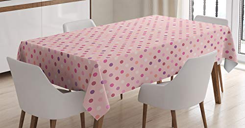 ABAKUHAUS Bunt Tischdecke, Romantisches Tupfen, Schmutzabweisent mit Modernster Druck Technologie Waschbar Klare Farben, 140 x 200 cm, Rosa von ABAKUHAUS