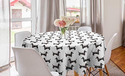 ABAKUHAUS Dackel Runde Tischdecke, Hunde Musterlinien, Kreis Tischdecke Abdeckung für Esszimmer Küche Dekoration, 150 cm, Dunkle Taupe, Grau und Weiß ABAKUHAUS Dackel Runde Tischdecke, Hunde Musterlinien, Kreis Tischdecke Abdeckung für Esszimmer Küche Dekoration, 150 cm, Dunkle Taupe, Grau und Weiß von ABAKUHAUS