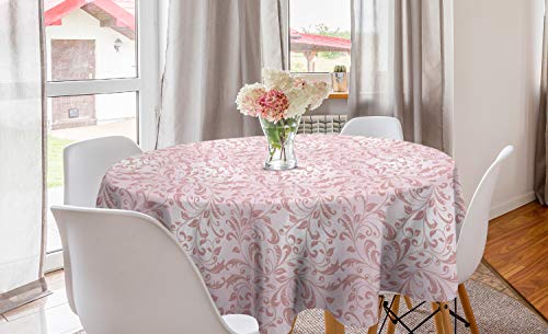 ABAKUHAUS Damast Runde Tischdecke, Monochrome Botanical Leaves, Kreis Tischdecke Abdeckung für Esszimmer Küche Dekoration, 150 cm, Blush und Rose ABAKUHAUS Damast Runde Tischdecke, Monochrome Botanical Leaves, Kreis Tischdecke Abdeckung für Esszimmer Küche Dekoration, 150 cm, Blush und Rose von ABAKUHAUS