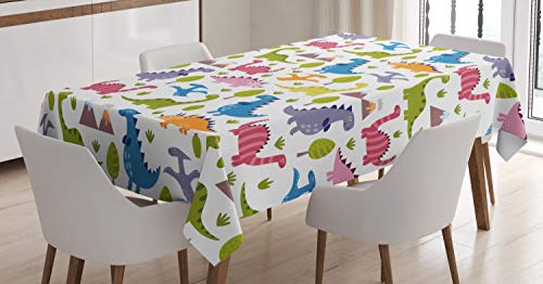 ABAKUHAUS Dino Tischdecke, Dinosaurier Bunte, Wasserfest Waschbar mit Klar Sichtbaren Farben kein Verblassen Personalisiert, 140 x 170 cm, Weiß Grün Blau ABAKUHAUS Dino Tischdecke, Dinosaurier Bunte, Wasserfest Waschbar mit Klar Sichtbaren Farben kein Verblassen Personalisiert, 140 x 170 cm, Weiß Grün Blau von ABAKUHAUS