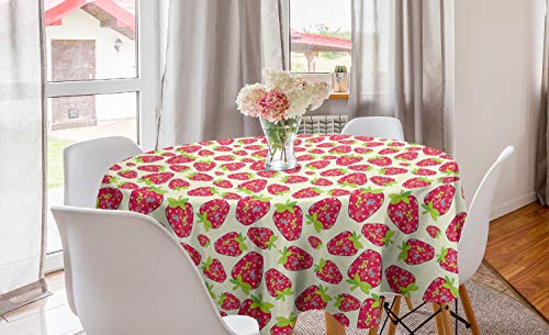 ABAKUHAUS Erdbeere Runde Tischdecke, Obst Paisley Motive, Kreis Tischdecke Abdeckung für Esszimmer Küche Dekoration, 150 cm, Magenta Farngrün ABAKUHAUS Erdbeere Runde Tischdecke, Obst Paisley Motive, Kreis Tischdecke Abdeckung für Esszimmer Küche Dekoration, 150 cm, Magenta Farngrün von ABAKUHAUS
