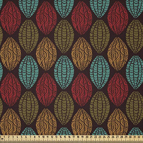 ABAKUHAUS Erdfarben Microfaser Stoff als Meterware, Eastern Native Art, Deko Basteln Polsterstoff Textilien, 2M (148x200cm), Braun Rot Teal von ABAKUHAUS