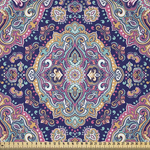 ABAKUHAUS Ethnisch Microfaser Stoff als Meterware, Boho Bunte, Deko Basteln Polsterstoff Textilien, 2M (148x200cm), Rosa Violet von ABAKUHAUS