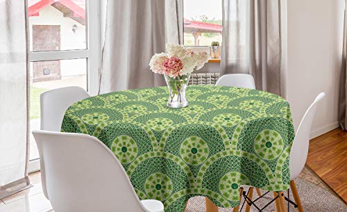 ABAKUHAUS Ethnisch Runde Tischdecke, Antike Kulturrund Motiv, Kreis Tischdecke Abdeckung für Esszimmer Küche Dekoration, 150 cm, Grün und Lindgrün ABAKUHAUS Ethnisch Runde Tischdecke, Antike Kulturrund Motiv, Kreis Tischdecke Abdeckung für Esszimmer Küche Dekoration, 150 cm, Grün und Lindgrün von ABAKUHAUS
