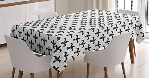ABAKUHAUS Fleur De Lis Tischdecke, Schwarze königliche Lilie, Für den Inn und Outdoor Bereich geeignet Waschbar Druck Klar Kein Verblassen, 140 x 200 cm, Weiß Schwarz ABAKUHAUS Fleur De Lis Tischdecke, Schwarze königliche Lilie, Für den Inn und Outdoor Bereich geeignet Waschbar Druck Klar Kein Verblassen, 140 x 200 cm, Weiß Schwarz von ABAKUHAUS