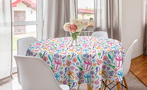 ABAKUHAUS Geburtstag Runde Tischdecke, Kinder-Baby-Gekritzel, Kreis Tischdecke Abdeckung für Esszimmer Küche Dekoration, 150 cm, Mehrfarbig ABAKUHAUS Geburtstag Runde Tischdecke, Kinder-Baby-Gekritzel, Kreis Tischdecke Abdeckung für Esszimmer Küche Dekoration, 150 cm, Mehrfarbig von ABAKUHAUS