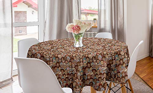 ABAKUHAUS Gekritzel Runde Tischdecke, Menschen Gesichter Verschiedene ethnische, Kreis Tischdecke Abdeckung für Esszimmer Küche Dekoration, 150 cm, Mehrfarbig ABAKUHAUS Gekritzel Runde Tischdecke, Menschen Gesichter Verschiedene ethnische, Kreis Tischdecke Abdeckung für Esszimmer Küche Dekoration, 150 cm, Mehrfarbig von ABAKUHAUS