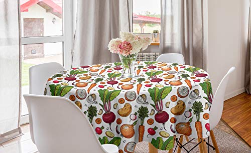 ABAKUHAUS Gemüse Runde Tischdecke, Flüchtiger Painted Foods, Kreis Tischdecke Abdeckung für Esszimmer Küche Dekoration, 150 cm, Mehrfarbig ABAKUHAUS Gemüse Runde Tischdecke, Flüchtiger Painted Foods, Kreis Tischdecke Abdeckung für Esszimmer Küche Dekoration, 150 cm, Mehrfarbig von ABAKUHAUS