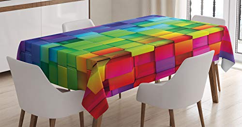 ABAKUHAUS Bunt Tischdecke, Rainbow Color, Druck mit Klaren Farben ohne Verblassen Waschbar für innen oder Außen Bereich, 140 x 200 cm, Grün Rot Blau von ABAKUHAUS