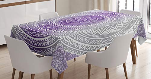 ABAKUHAUS Grau und Lila Tischdecke, Boho Ombre, Personalisierter Druck Klare Farben ohne Verblassen Waschbar für Außen Bereich, 140 x 240 cm, Lila Weiß ABAKUHAUS Grau und Lila Tischdecke, Boho Ombre, Personalisierter Druck Klare Farben ohne Verblassen Waschbar für Außen Bereich, 140 x 240 cm, Lila Weiß von ABAKUHAUS